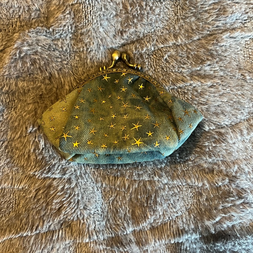 Starry Denim Kisslock Coin Purse